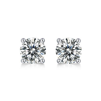 Pure Love 2ct Moissanite Stud Earrings - S925 Sterling Silver Four-Prong Minimalist Earrings for Women, Luxury Diamond Alternative