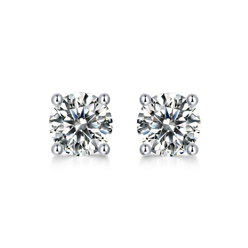 Pure Love 2ct Moissanite Stud Earrings - S925 Sterling Silver Four-Prong Minimalist Earrings for Women, Luxury Diamond Alternative