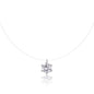 Mermaid Tears Moissanite Pendant Necklace - Invisible Thread Collarbone Chain, Sterling Silver Minimalist Jewelry