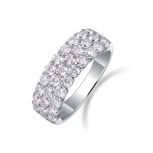 2.5mm Moissanite Phantom Eternity Ring - S925 Sterling Silver Women's Non-Tarnish Band, 31 Stone Light Luxury Jewelry