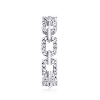 Chain of Love Moissanite Ring - 90-Stone S925 Sterling Silver Stackable Band, 2.2g Lightweight Eternity Ring