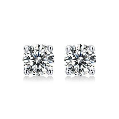 Pure Love 2ct Moissanite Stud Earrings - S925 Sterling Silver Four-Prong Minimalist Earrings for Women, Luxury Diamond Alternative