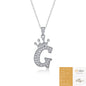 Collier avec initiale en forme de couronne - Pendentif en moissanite en argent sterling S925, chaîne de clavicule, bijou personnalisé avec lettre et halo pavé