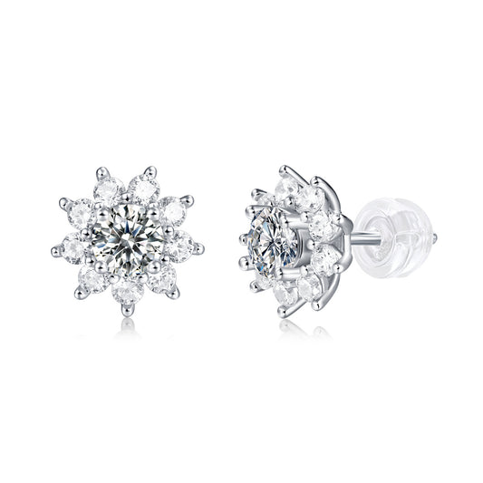 Boucles d'oreilles à tige en moissanite tournesol - Argent sterling S925 0,5 carat - Bijoux de luxe légers, cadeau personnalisé pour femme