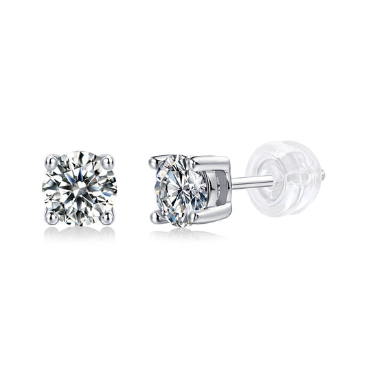 Pure Love 2ct Moissanite Stud Earrings - S925 Sterling Silver Four-Prong Minimalist Earrings for Women, Luxury Diamond Alternative