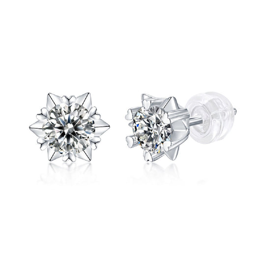 Boucles d'oreilles à tige en moissanite flocon de neige – Argent sterling S925, alternative au diamant 0,5 ct/1 ct, cadeau pour femme