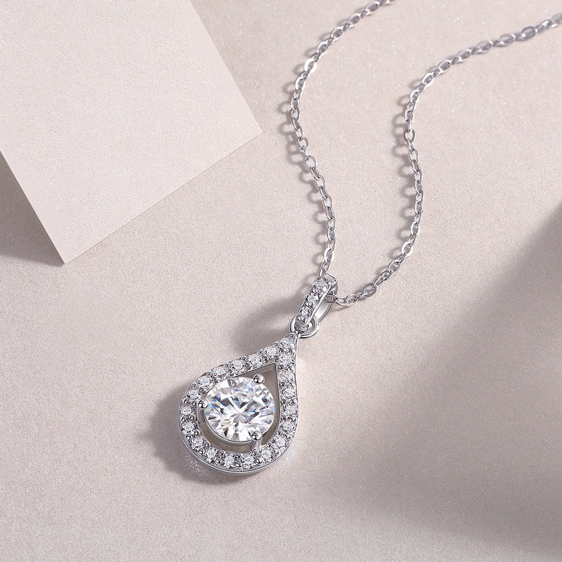 Tear of the Sky 1CT D Color Moissanite Teardrop Necklace | 925 Sterling Silver, 18K White Gold Plated, GRA Certified, Free Global Shipping