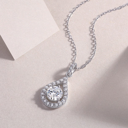 Tear of the Sky 1CT D Color Moissanite Teardrop Necklace | 925 Sterling Silver, 18K White Gold Plated, GRA Certified, Free Global Shipping