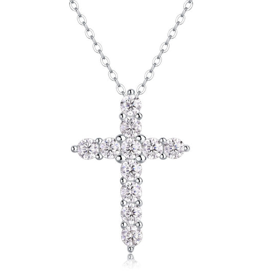 Collier croix de foi – Pendentif moissanite en argent sterling S925, chaîne de clavicule légère et luxueuse pour femme, résistant au ternissement