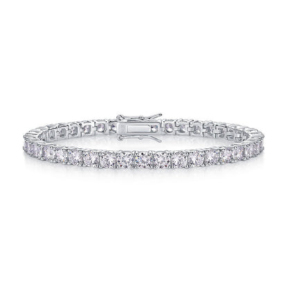 Tennis Chain Bracelet - S925 Sterling Silver Gold Plated Each Moissanite 0.3ct Hip Hop Style Jewelry for Men/Women, Anniversary Gift