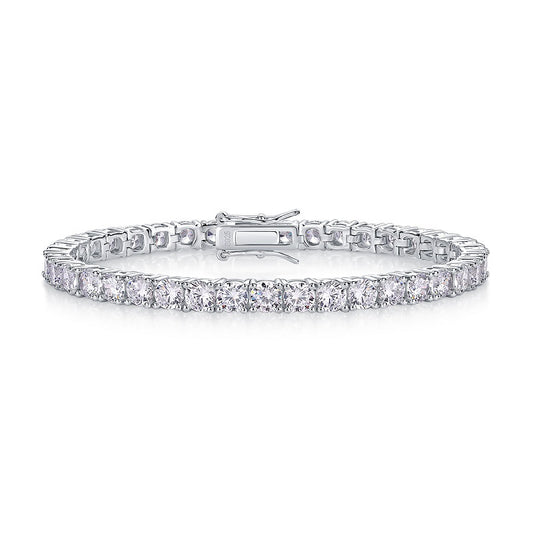 Tennis Chain Bracelet - S925 Sterling Silver Gold Plated Each Moissanite 0.3ct Hip Hop Style Jewelry for Men/Women, Anniversary Gift