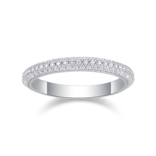 Bague moissanite pleine éternité – Bague incurvée en argent sterling S925, éclat à 360°, bijou pour femme, anti-ternissement