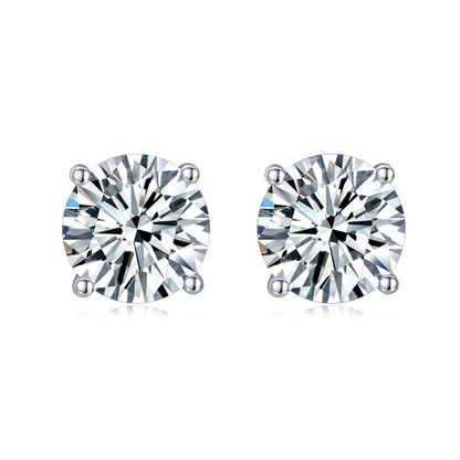 Pure Love 2ct Moissanite Stud Earrings - S925 Sterling Silver Four-Prong Minimalist Earrings for Women, Luxury Diamond Alternative