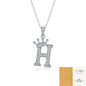 Collier avec initiale en forme de couronne - Pendentif en moissanite en argent sterling S925, chaîne de clavicule, bijou personnalisé avec lettre et halo pavé