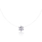 Mermaid Tears Moissanite Pendant Necklace - Invisible Thread Collarbone Chain, Sterling Silver Minimalist Jewelry