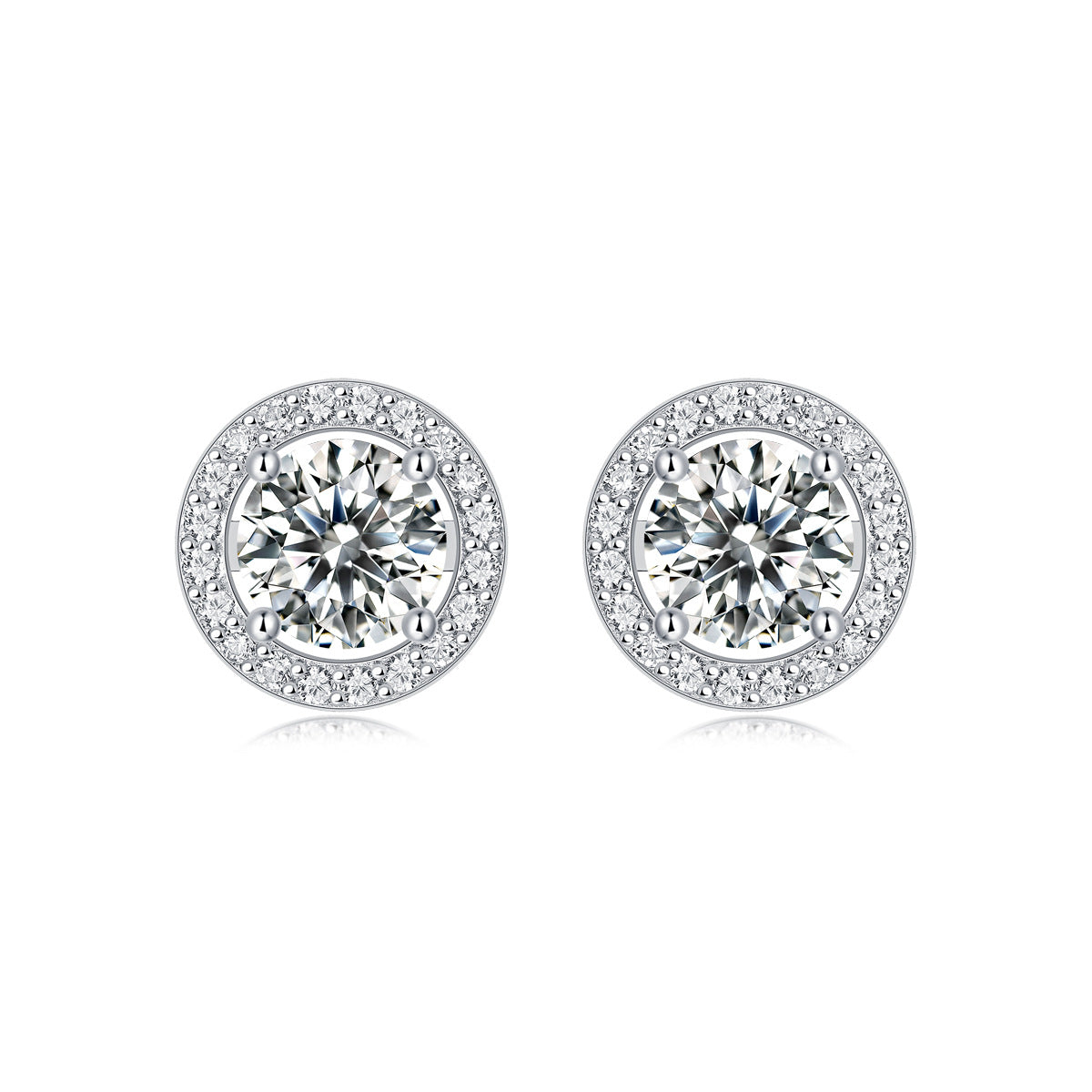 Round Moissanite Stud Earrings - S925 Sterling Silver Wedding Jewelry for Women, Yellow/White Moissanite Options