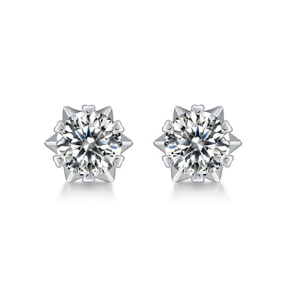 Snowflake Moissanite Stud Earrings - S925 Sterling Silver 0.5ct/1ct Diamond Alternative, Jewelry Gift for Women