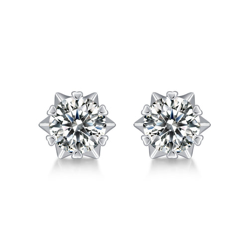 Snowflake Moissanite Stud Earrings - S925 Sterling Silver 0.5ct/1ct Diamond Alternative, Jewelry Gift for Women
