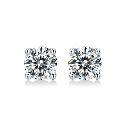 Pure Love 2ct Moissanite Stud Earrings - S925 Sterling Silver Four-Prong Minimalist Earrings for Women, Luxury Diamond Alternative