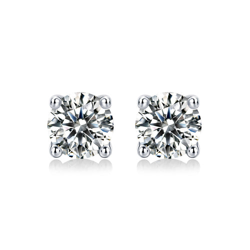 Pure Love 2ct Moissanite Stud Earrings - S925 Sterling Silver Four-Prong Minimalist Earrings for Women, Luxury Diamond Alternative