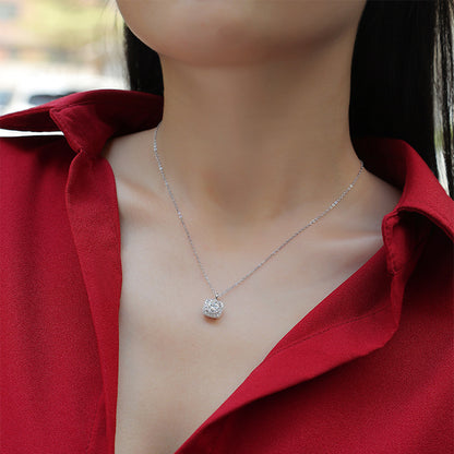 Square Moissanite Pendant Necklace - S925 Sterling Silver Light Luxury Jewelry for Women, Elegant Birthday Gift for Her