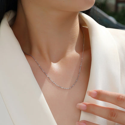 Minimalist 925 Sterling Silver Necklace for Women - Simple Single Chain, Premium Electroplated Colors (Gold/Rose Gold/Silver), Light Luxury Jewelry