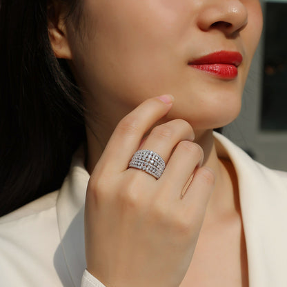 Bague Ballet of Time en moissanite – Bague d'éternité en argent sterling S925, 138 pierres, coupe 3EX, couleur D, lumière dansante