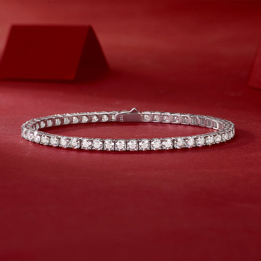 Men's & Women's Tennis Bracelet S925 Sterling Silver - Moissanite Diamond Alternative, Hypoallergenic, Wedding/Party Jewelry