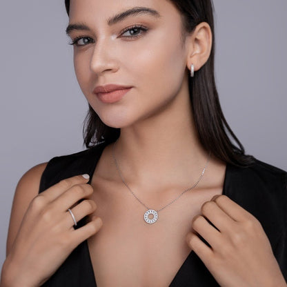 Moissanite Circle Pendant - S925 Silver 18K White Gold Plated, 70-Stone 1.4ct D Color 3EX Cut Necklace for Women