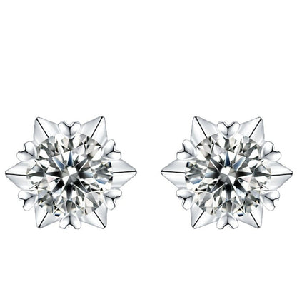 Snowflake Moissanite Stud Earrings - S925 Sterling Silver 0.5ct/1ct Diamond Alternative, Jewelry Gift for Women