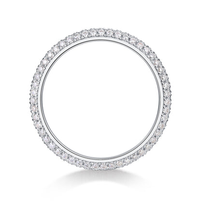 Full Eternity Moissanite Ring - S925 Sterling Silver Curved Band, 360° Sparkle Non-Tarnish Women's Jewelry