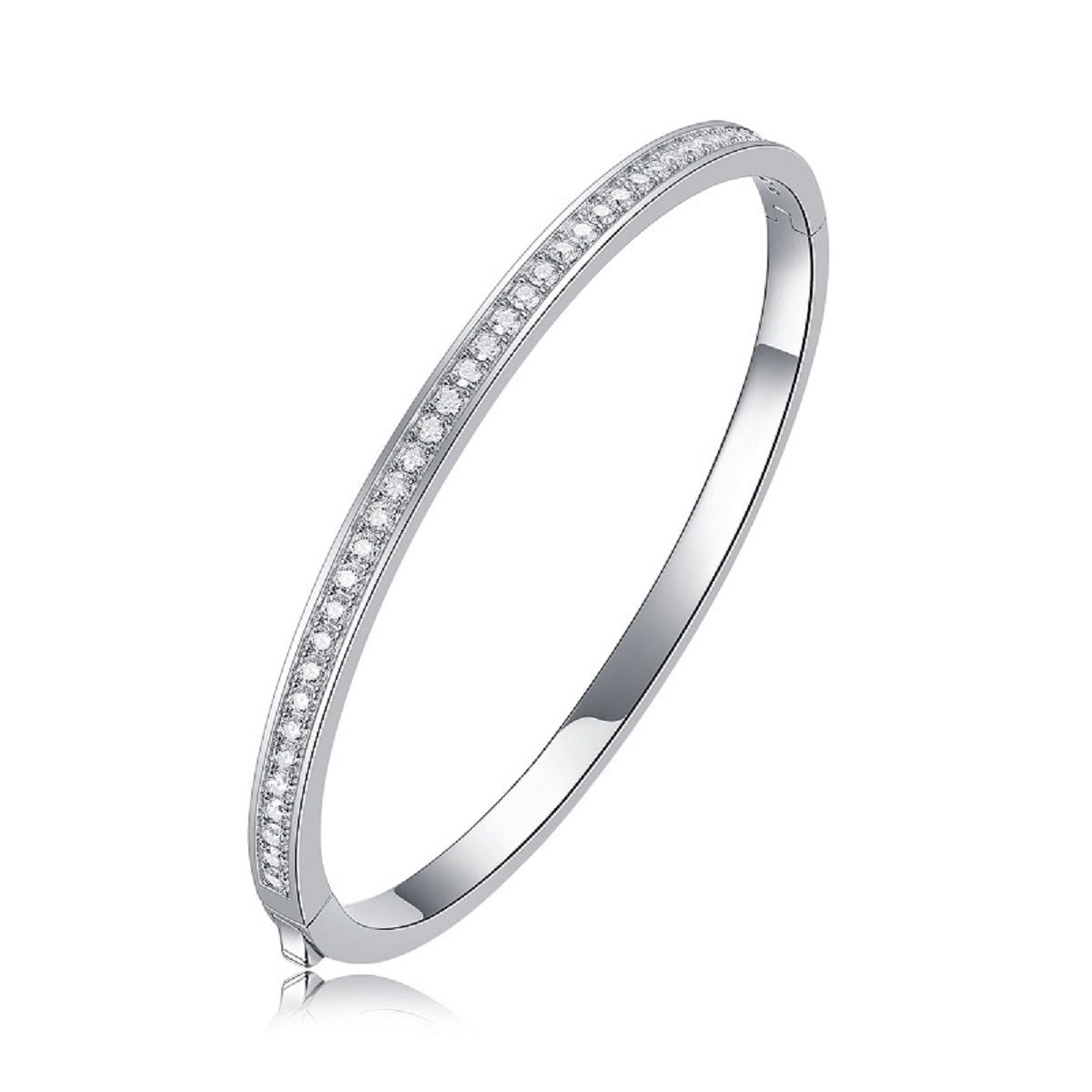 Bracelet jonc en moissanite – Bracelet de promesse en argent sterling S925, 39 pierres, taille 3EX, couleur D, cadeau d'anniversaire pour femme