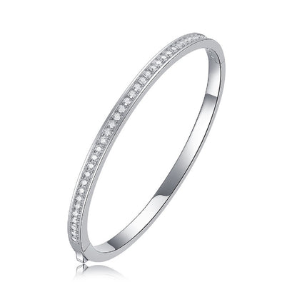 Bracelet jonc en moissanite – Bracelet de promesse en argent sterling S925, 39 pierres, taille 3EX, couleur D, cadeau d'anniversaire pour femme