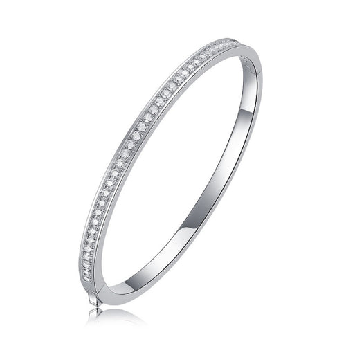 Bracelet jonc en moissanite – Bracelet de promesse en argent sterling S925, 39 pierres, taille 3EX, couleur D, cadeau d'anniversaire pour femme