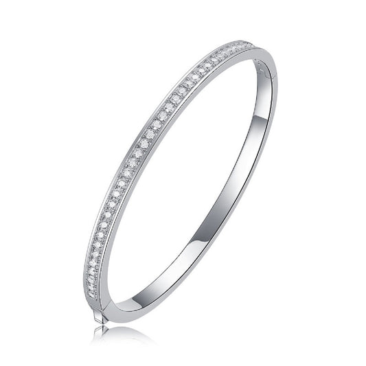 Bracelet jonc en moissanite – Bracelet de promesse en argent sterling S925, 39 pierres, taille 3EX, couleur D, cadeau d'anniversaire pour femme