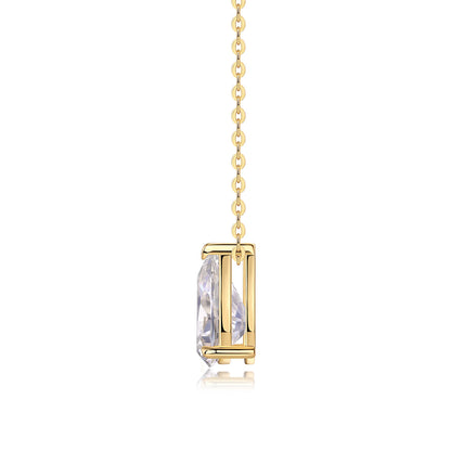 Collier Moonlit Dew en forme de larme - Pendentif en argent S925 plaqué or 18 carats et moissanite, chaîne réglable avec options de tailles de pierres multiples
