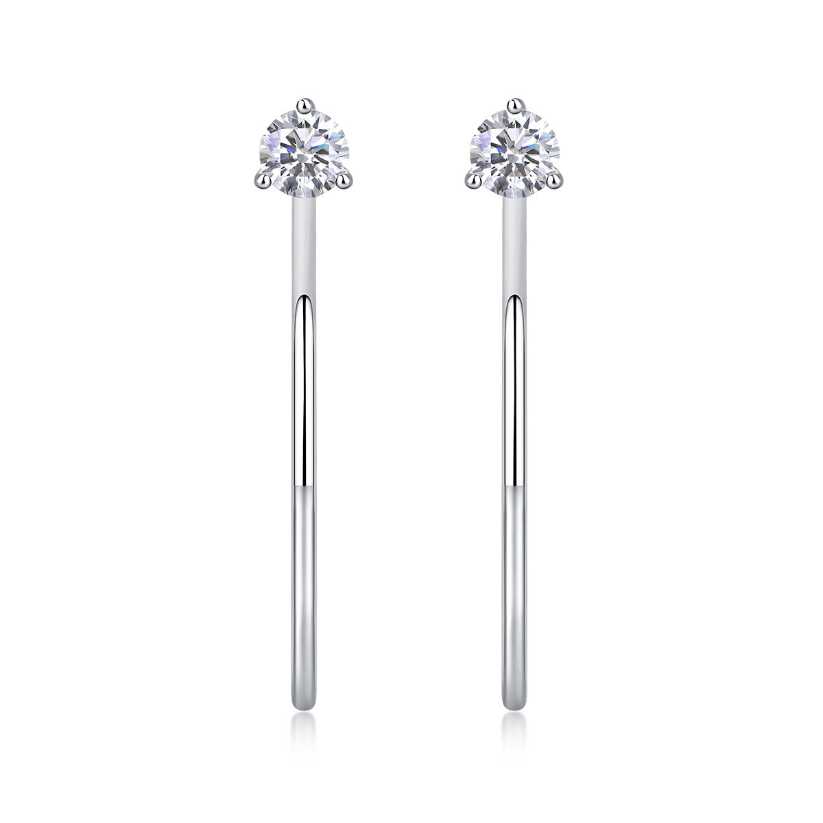 Boucles d'oreilles créoles Graceful Afternoon en moissanite - 0,3 ct*2, argent S925 plaqué or blanc 18 carats, taille 3EX, couleur D, créoles légères (2,6 g)