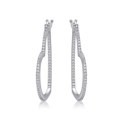 Heartbeat Moment Moissanite Earrings - 144-Stone Heart Shape, S925 Sterling Silver 5.0g, GRA Certified Diamond Alternative