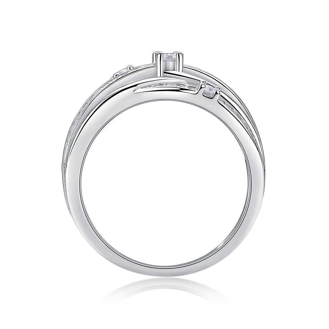 Bague géométrique en moissanite – Argent sterling S925, design entrelacé, anneau fermé, bijou tendance pour femme