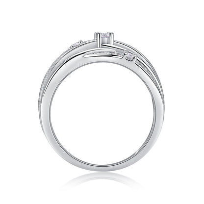 Bague géométrique en moissanite – Argent sterling S925, design entrelacé, anneau fermé, bijou tendance pour femme
