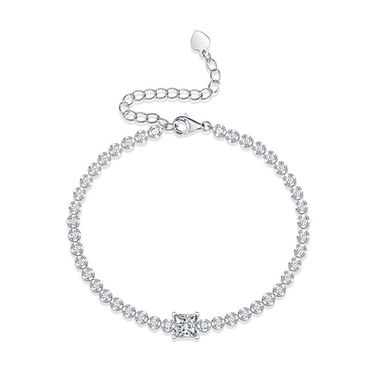 1-Carat Moissanite Rubik's Cube Bracelet - S925 Sterling Silver Couple's Jewelry, Adjustable Length,Unisex Gift for Him/Her