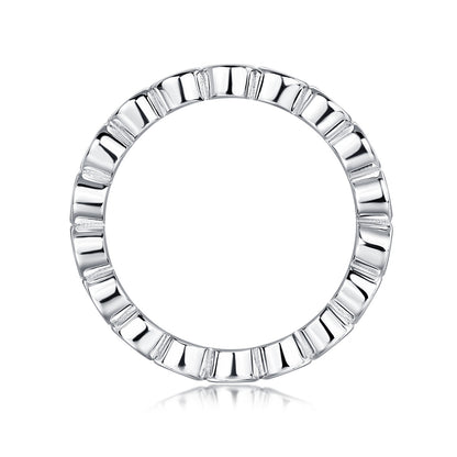 Bague empilable en moissanite Breaking Cocoon - Argent sterling S925 plaqué or blanc 18 carats, 18 pierres de couleur D, taille 3EX, pour femme