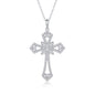 Shield of Love Moissanite Cross Necklace - 92-Stone S925 Sterling Silver Pendant, 3EX Cut D Color Religious Jewelry