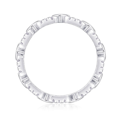 Chain of Love Moissanite Ring - 90-Stone S925 Sterling Silver Stackable Band, 2.2g Lightweight Eternity Ring