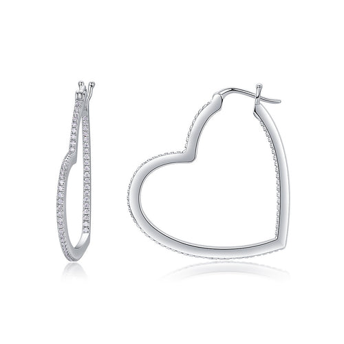 Heartbeat Moment Moissanite Earrings - 144-Stone Heart Shape, S925 Sterling Silver 5.0g, GRA Certified Diamond Alternative