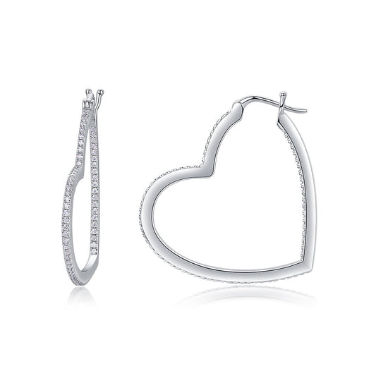 Heartbeat Moment Moissanite Earrings - 144-Stone Heart Shape, S925 Sterling Silver 5.0g, GRA Certified Diamond Alternative