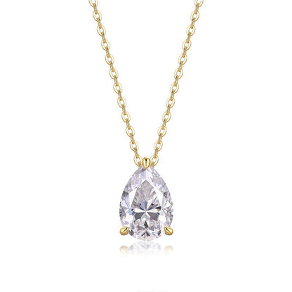 Collier Moonlit Dew en forme de larme - Pendentif en argent S925 plaqué or 18 carats et moissanite, chaîne réglable avec options de tailles de pierres multiples