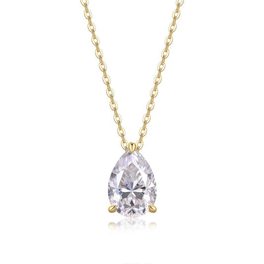Collier Moonlit Dew en forme de larme - Pendentif en argent S925 plaqué or 18 carats et moissanite, chaîne réglable avec options de tailles de pierres multiples
