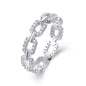Chain of Love Moissanite Ring - 90-Stone S925 Sterling Silver Stackable Band, 2.2g Lightweight Eternity Ring