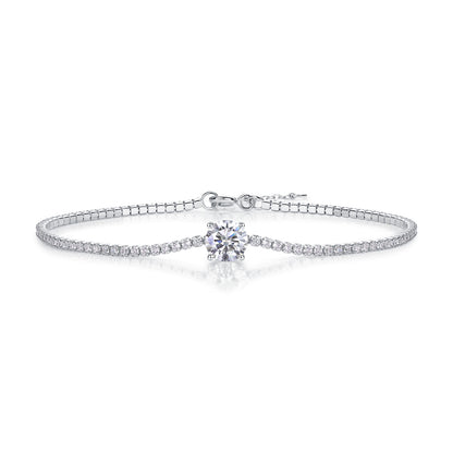 Dawn Dewdrop Moissanite Bracelet - 1ct Center Stone with CZ Accents, S925 Sterling Silver 4.5g Light Luxury Jewelry